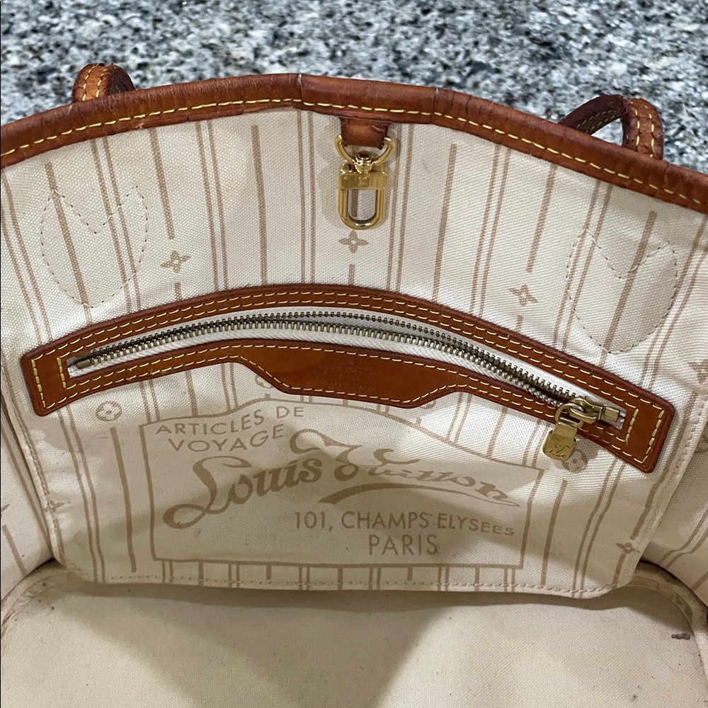 Louis Vuitton Damier Azur Canvas Tote with Brown Leather Trim - Picture 4 of 14